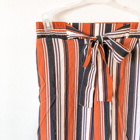 Ambiance Apparel Orange Striped Wide Leg Pants - Picture 2 of 5